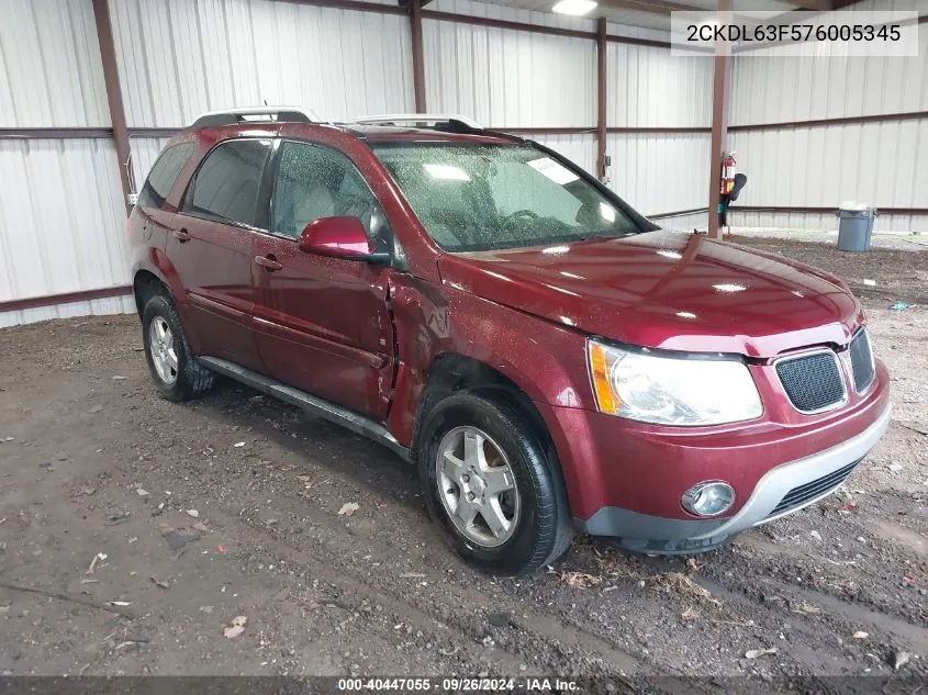 2007 Pontiac Torrent VIN: 2CKDL63F576005345 Lot: 40447055