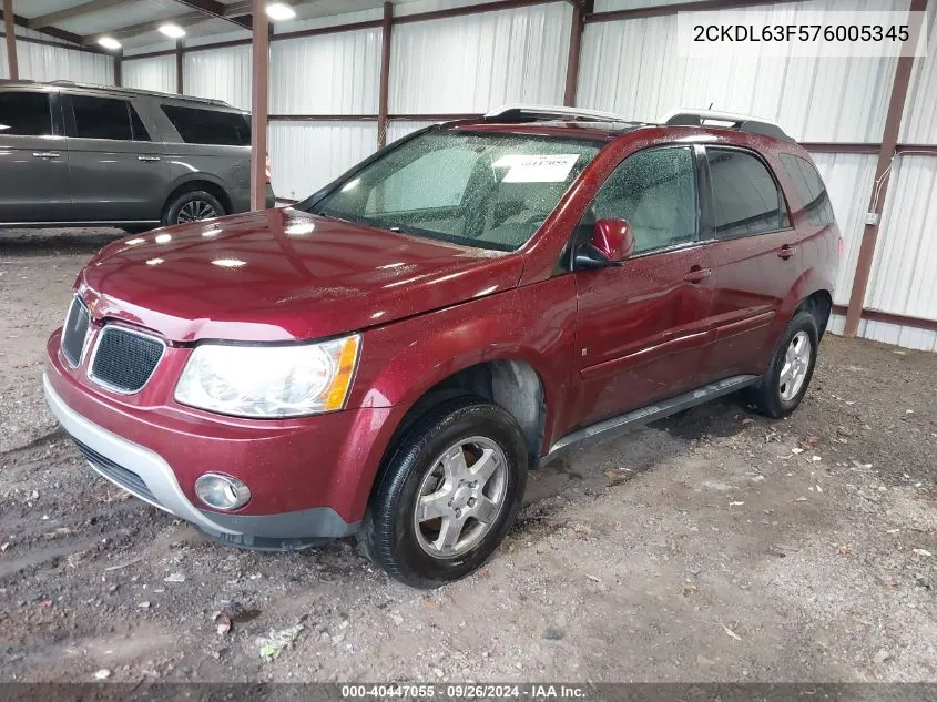 2007 Pontiac Torrent VIN: 2CKDL63F576005345 Lot: 40447055