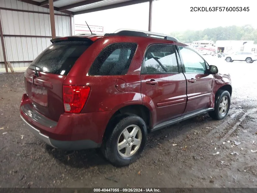 2007 Pontiac Torrent VIN: 2CKDL63F576005345 Lot: 40447055