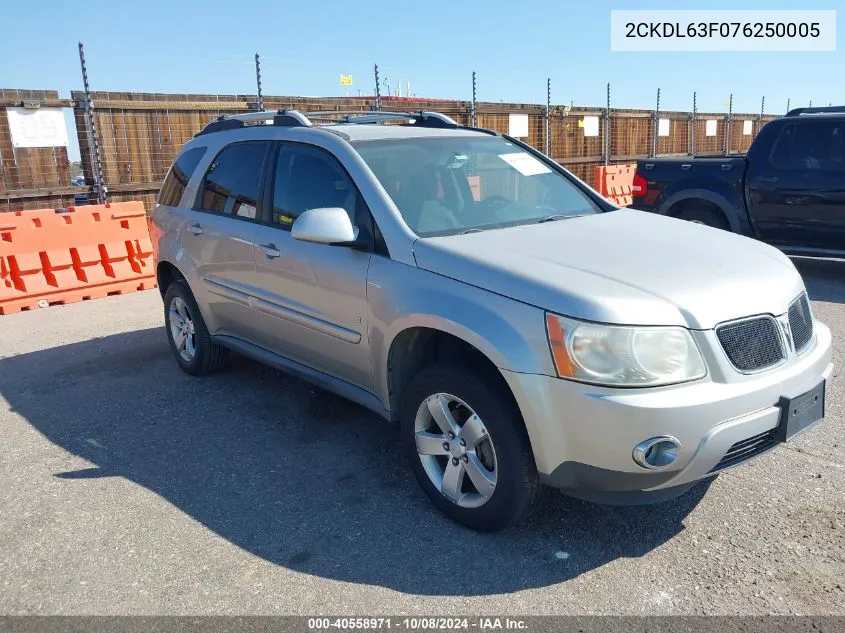 2007 Pontiac Torrent VIN: 2CKDL63F076250005 Lot: 40558971