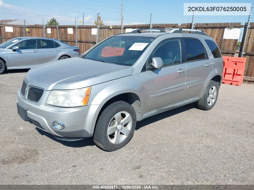 2007 Pontiac Torrent VIN: 2CKDL63F076250005 Lot: 40558971