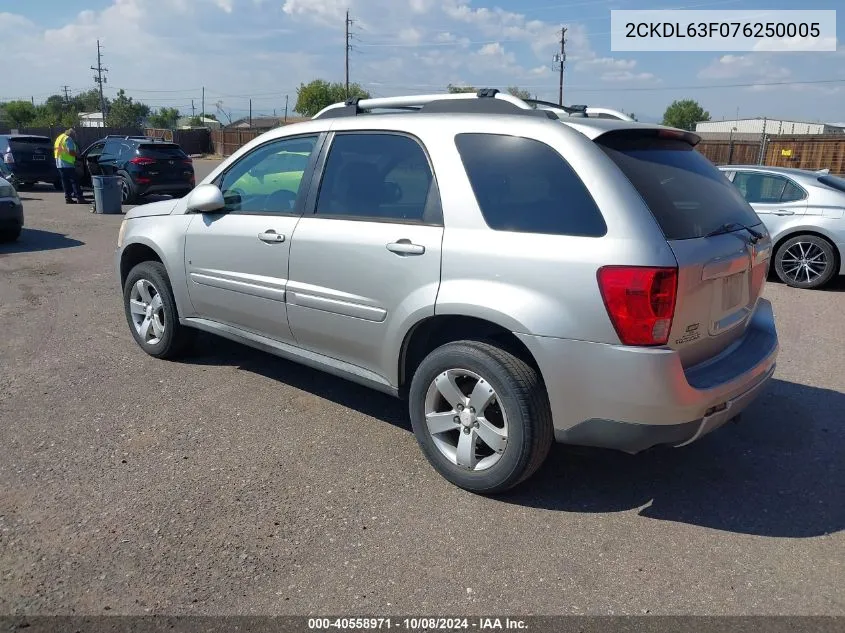 2007 Pontiac Torrent VIN: 2CKDL63F076250005 Lot: 40558971