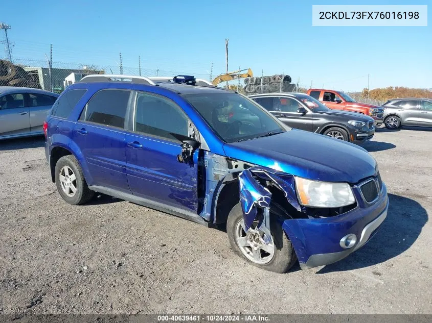 2007 Pontiac Torrent VIN: 2CKDL73FX76016198 Lot: 40639461