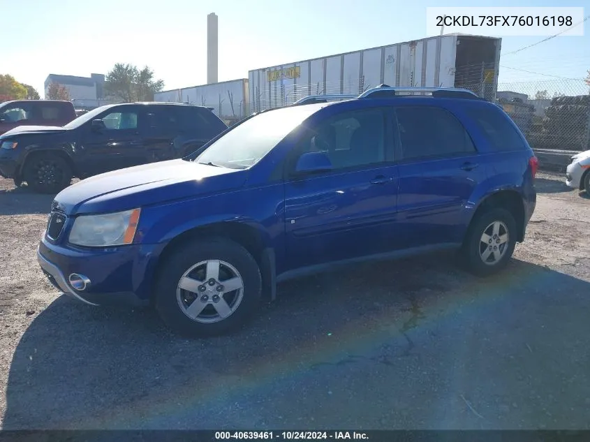 2007 Pontiac Torrent VIN: 2CKDL73FX76016198 Lot: 40639461