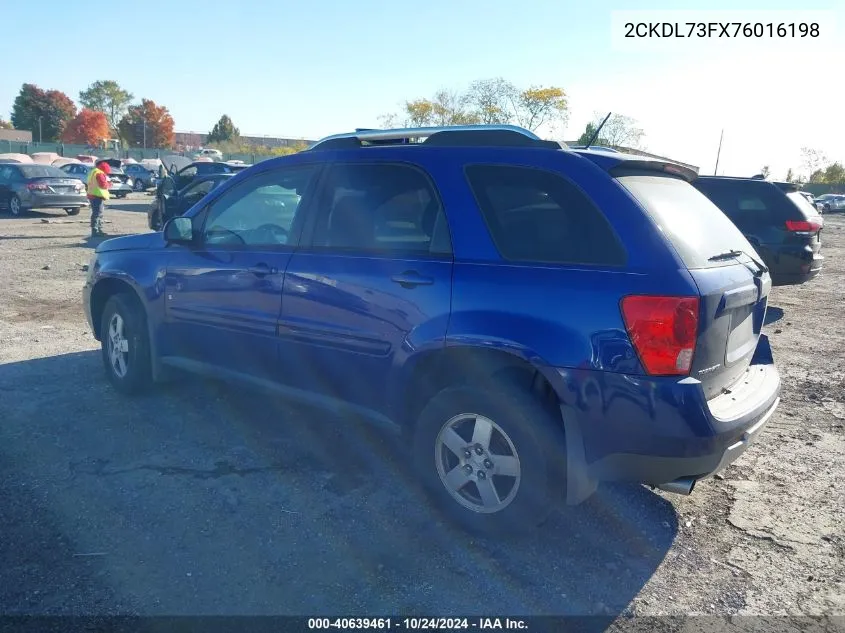 2007 Pontiac Torrent VIN: 2CKDL73FX76016198 Lot: 40639461