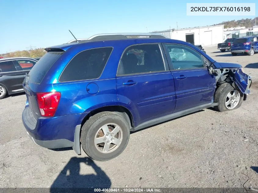 2007 Pontiac Torrent VIN: 2CKDL73FX76016198 Lot: 40639461