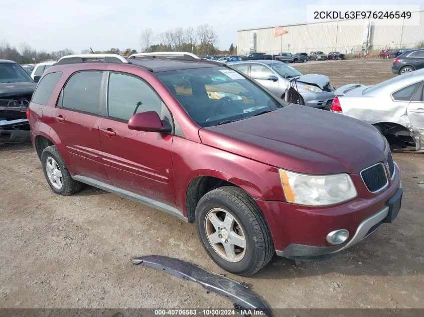 2007 Pontiac Torrent VIN: 2CKDL63F976246549 Lot: 40706583