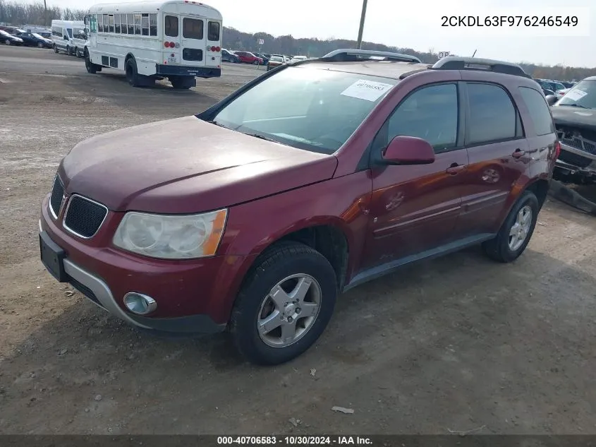 2007 Pontiac Torrent VIN: 2CKDL63F976246549 Lot: 40706583