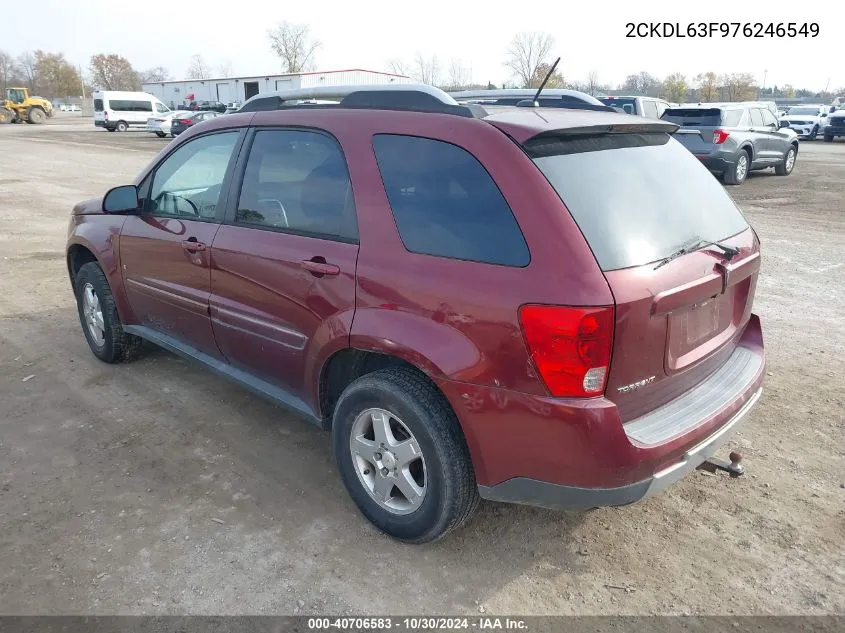 2007 Pontiac Torrent VIN: 2CKDL63F976246549 Lot: 40706583