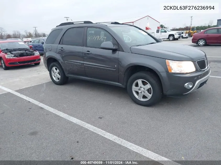 2007 Pontiac Torrent VIN: 2CKDL63F276236994 Lot: 40749059