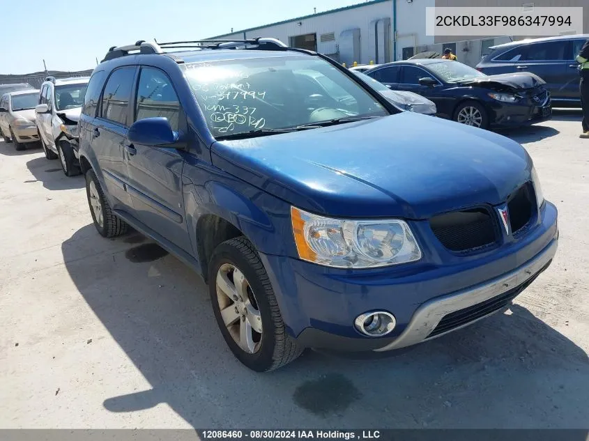 2008 Pontiac Torrent VIN: 2CKDL33F986347994 Lot: 12086460