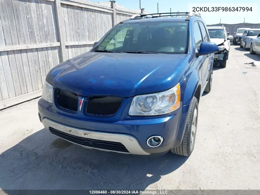 2008 Pontiac Torrent VIN: 2CKDL33F986347994 Lot: 12086460