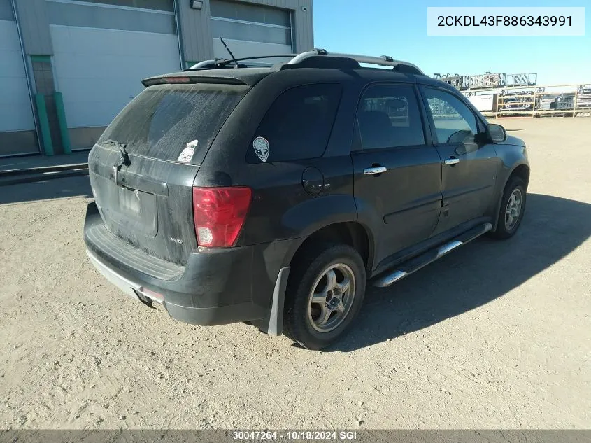 2008 Pontiac Torrent VIN: 2CKDL43F886343991 Lot: 30047264