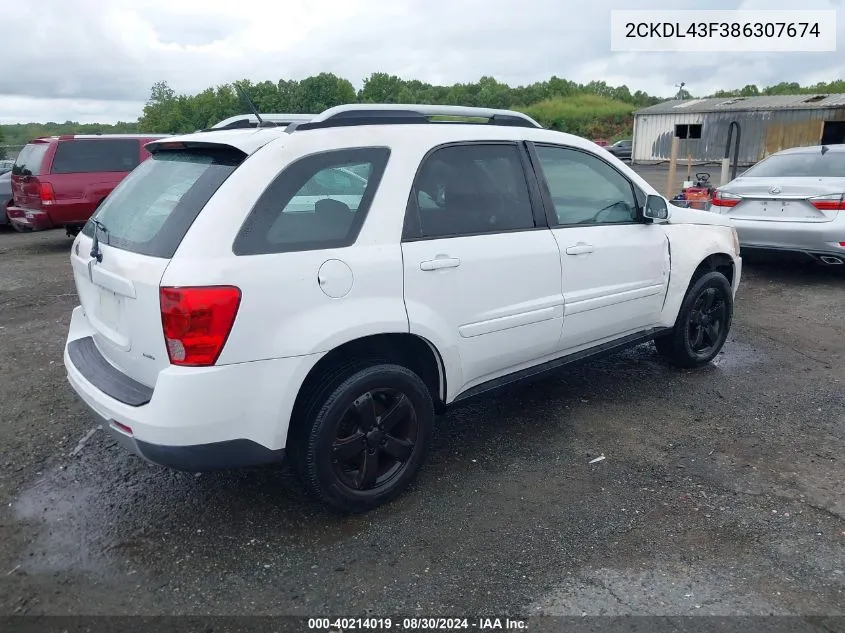 2008 Pontiac Torrent VIN: 2CKDL43F386307674 Lot: 40214019