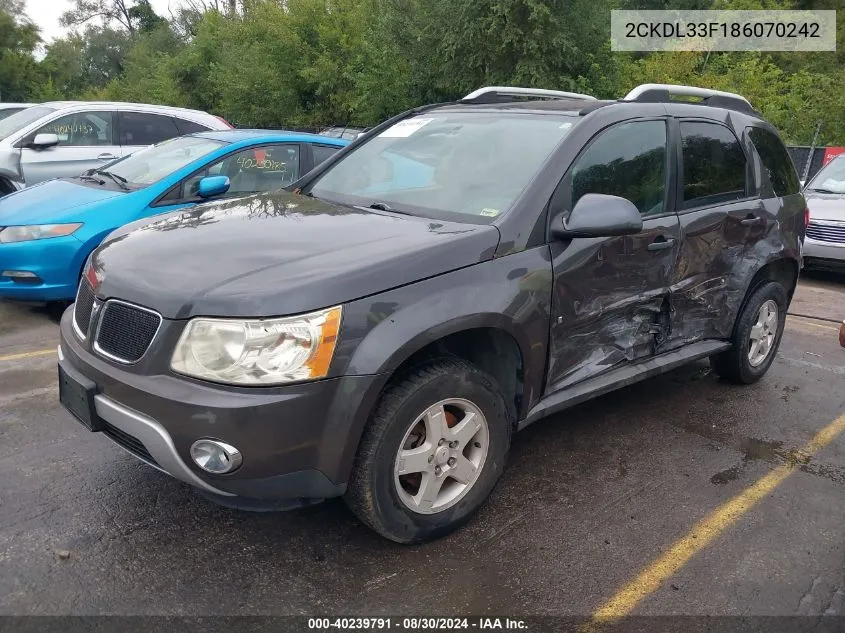 2008 Pontiac Torrent VIN: 2CKDL33F186070242 Lot: 40239791