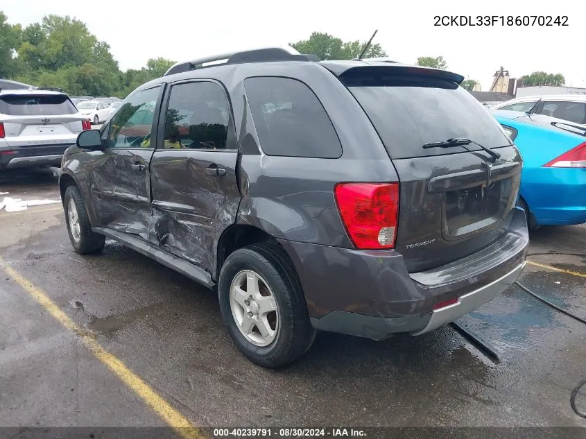 2008 Pontiac Torrent VIN: 2CKDL33F186070242 Lot: 40239791