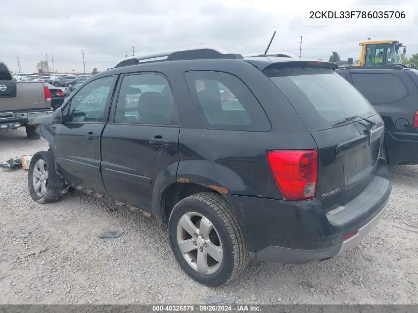 2008 Pontiac Torrent VIN: 2CKDL33F786035706 Lot: 40325579