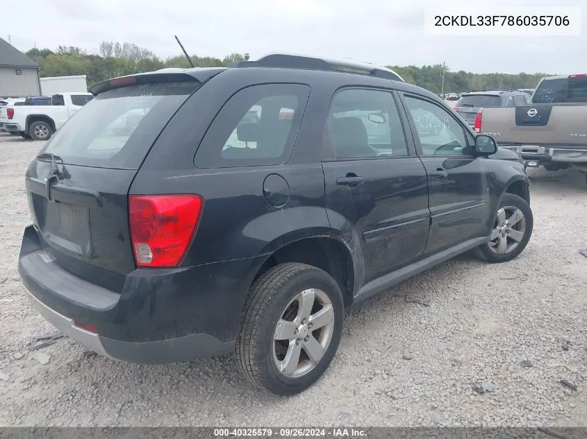 2008 Pontiac Torrent VIN: 2CKDL33F786035706 Lot: 40325579