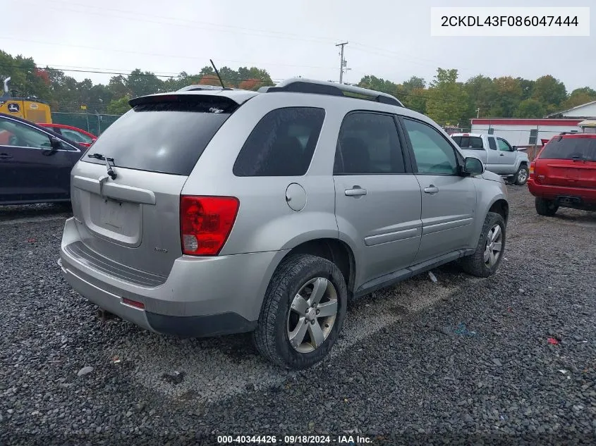 2008 Pontiac Torrent VIN: 2CKDL43F086047444 Lot: 40344426