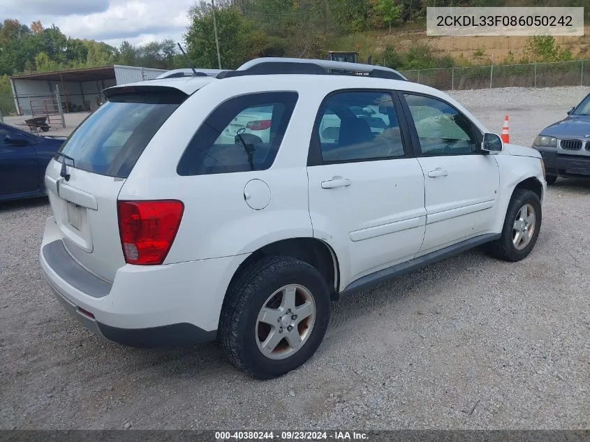 2008 Pontiac Torrent VIN: 2CKDL33F086050242 Lot: 40380244