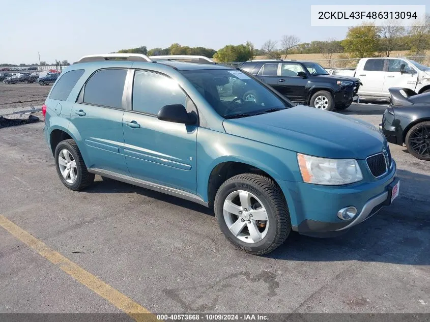 2008 Pontiac Torrent VIN: 2CKDL43F486313094 Lot: 40573668