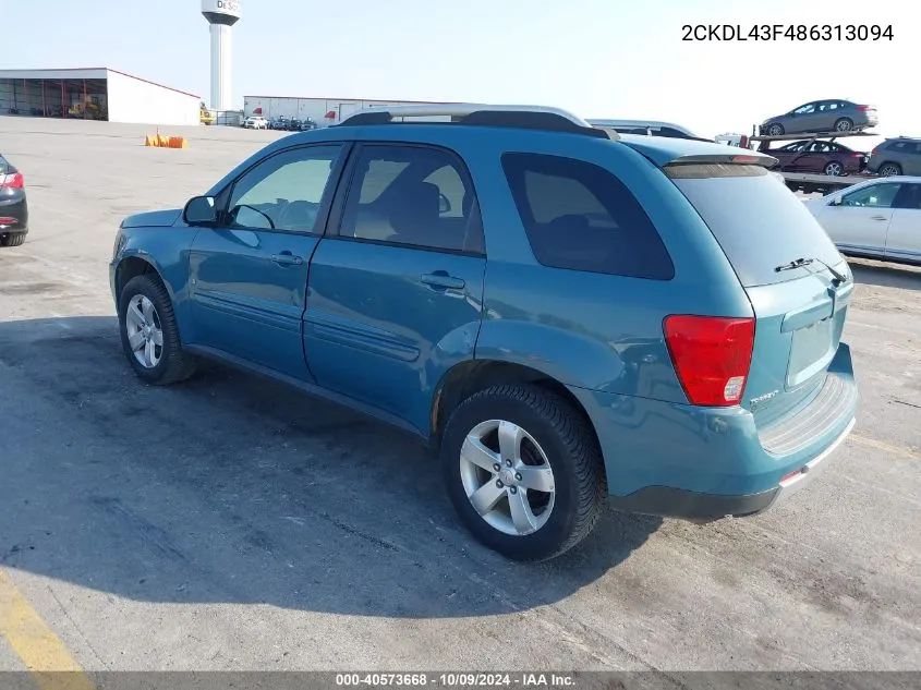 2008 Pontiac Torrent VIN: 2CKDL43F486313094 Lot: 40573668