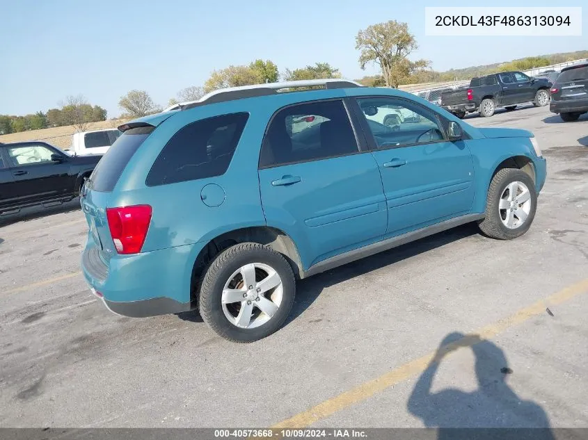 2008 Pontiac Torrent VIN: 2CKDL43F486313094 Lot: 40573668