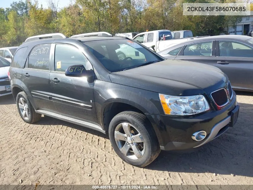 2008 Pontiac Torrent VIN: 2CKDL43F586070685 Lot: 40576727