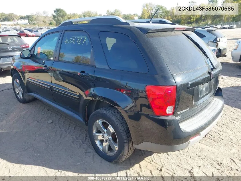 2008 Pontiac Torrent VIN: 2CKDL43F586070685 Lot: 40576727