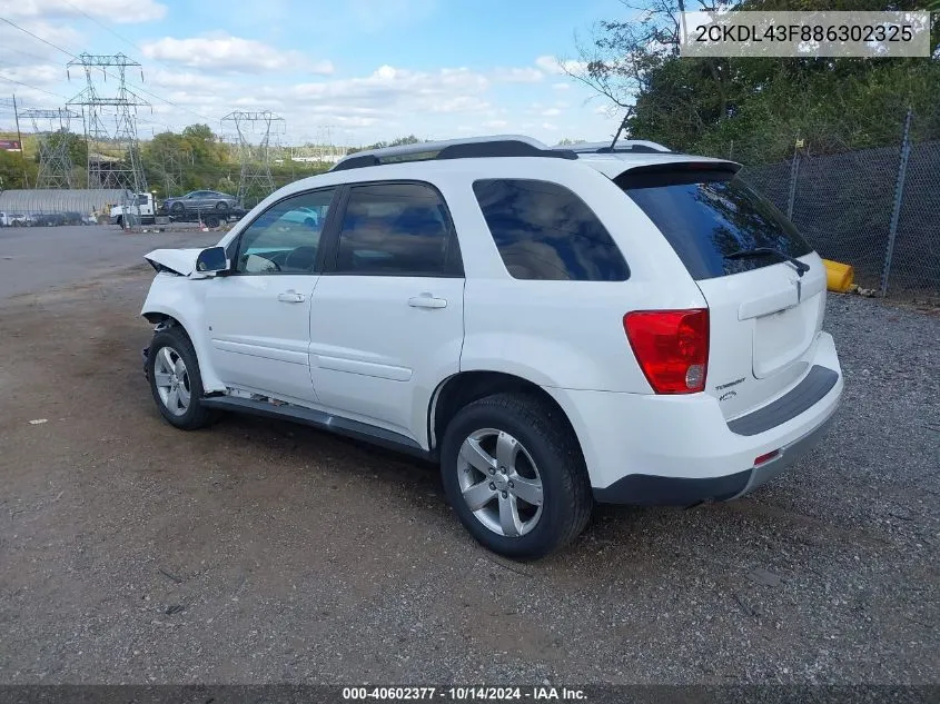 2008 Pontiac Torrent VIN: 2CKDL43F886302325 Lot: 40602377