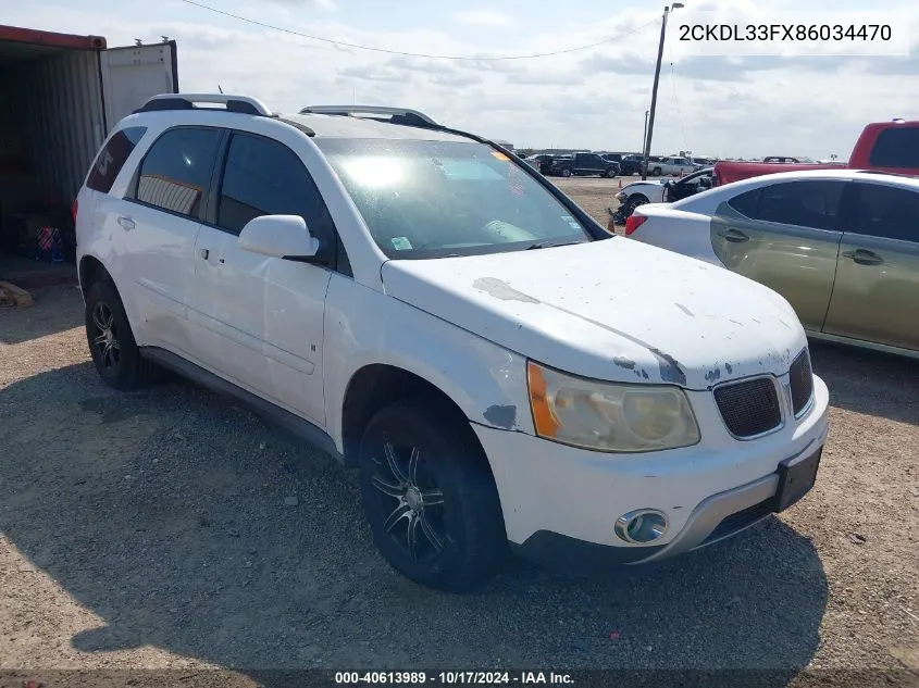 2008 Pontiac Torrent VIN: 2CKDL33FX86034470 Lot: 40613989