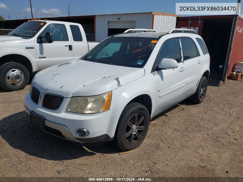 2008 Pontiac Torrent VIN: 2CKDL33FX86034470 Lot: 40613989