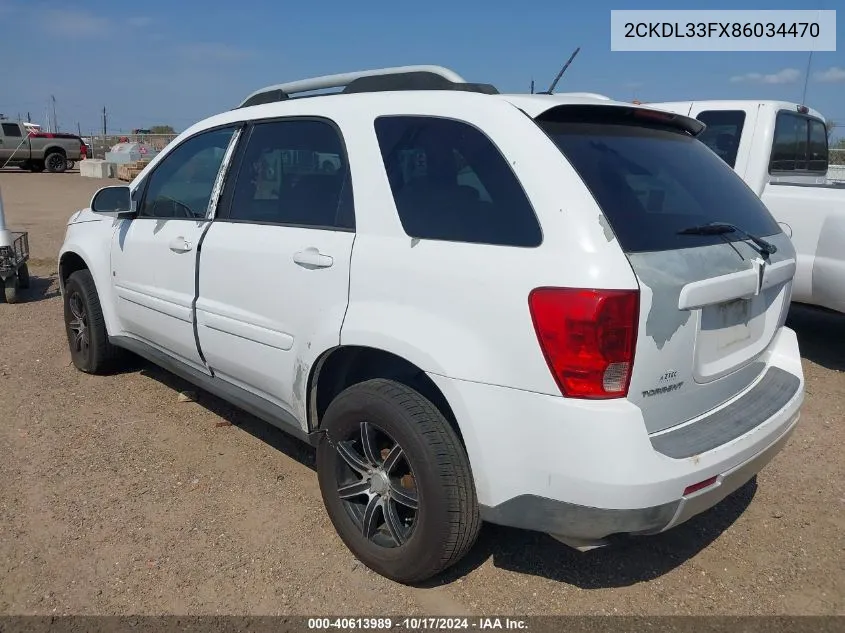 2008 Pontiac Torrent VIN: 2CKDL33FX86034470 Lot: 40613989