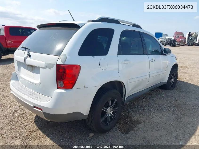 2008 Pontiac Torrent VIN: 2CKDL33FX86034470 Lot: 40613989