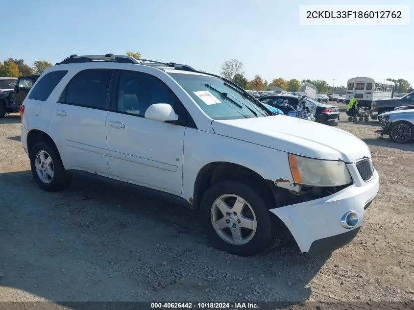 2008 Pontiac Torrent VIN: 2CKDL33F186012762 Lot: 40626442