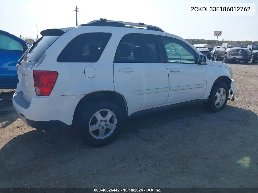 2008 Pontiac Torrent VIN: 2CKDL33F186012762 Lot: 40626442