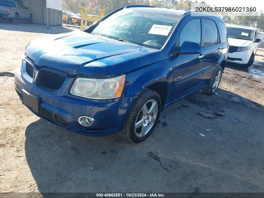 2008 Pontiac Torrent Gxp VIN: 2CKDL537986021360 Lot: 40662851