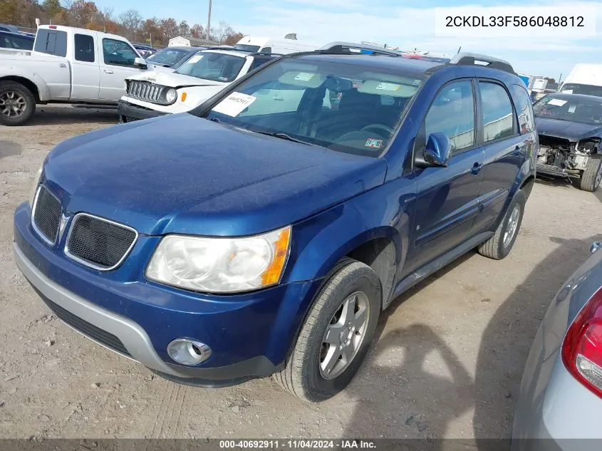 2008 Pontiac Torrent VIN: 2CKDL33F586048812 Lot: 40692911