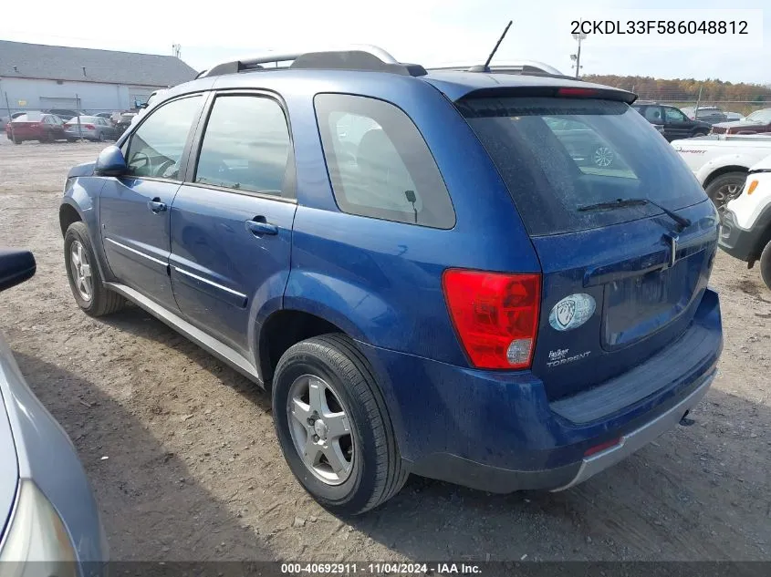 2008 Pontiac Torrent VIN: 2CKDL33F586048812 Lot: 40692911