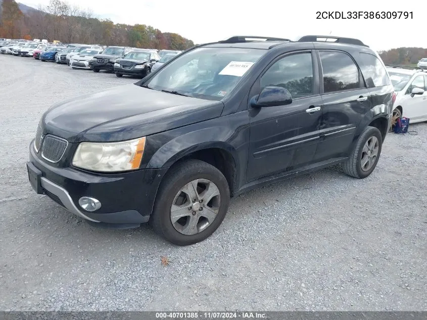 2008 Pontiac Torrent VIN: 2CKDL33F386309791 Lot: 40701385