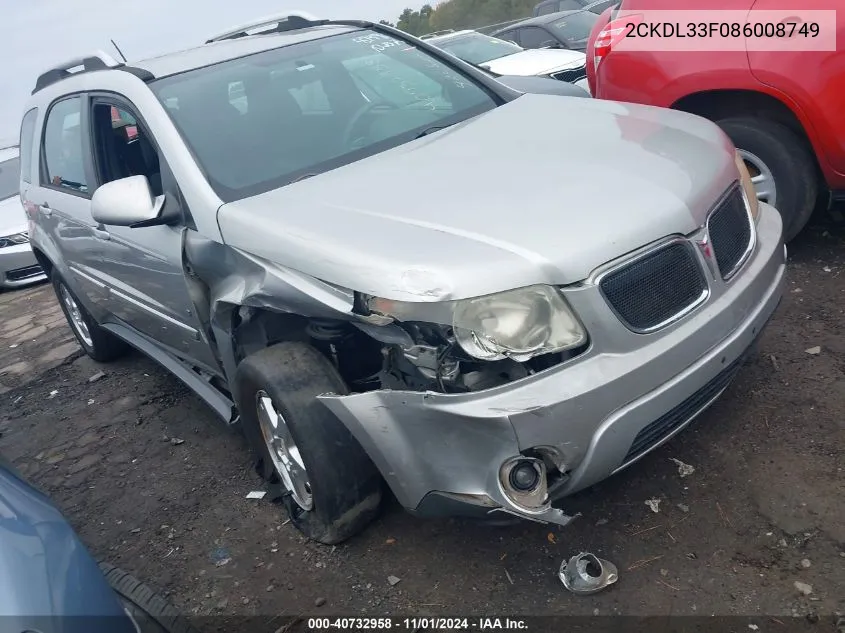 2008 Pontiac Torrent VIN: 2CKDL33F086008749 Lot: 40732958