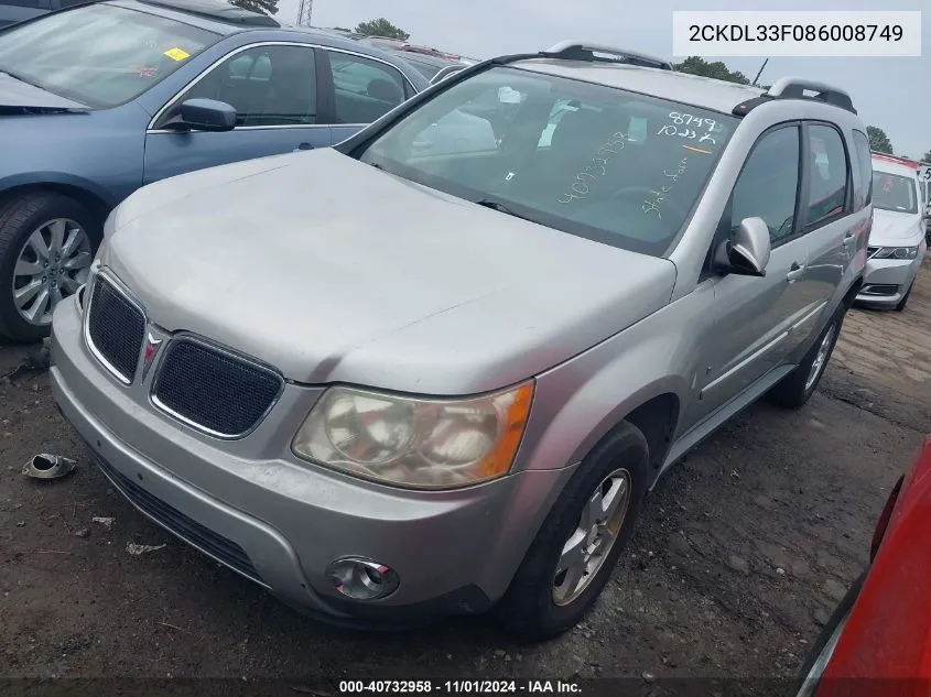 2008 Pontiac Torrent VIN: 2CKDL33F086008749 Lot: 40732958