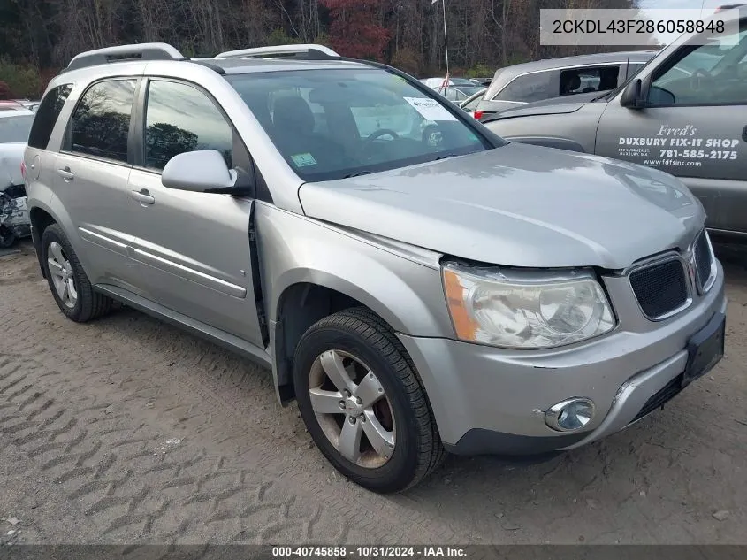 2008 Pontiac Torrent VIN: 2CKDL43F286058848 Lot: 40745858