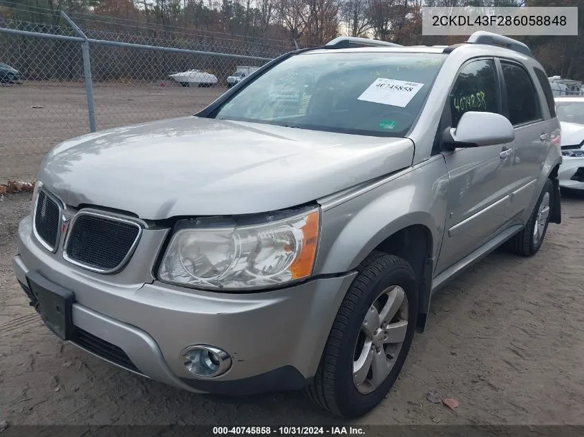 2008 Pontiac Torrent VIN: 2CKDL43F286058848 Lot: 40745858