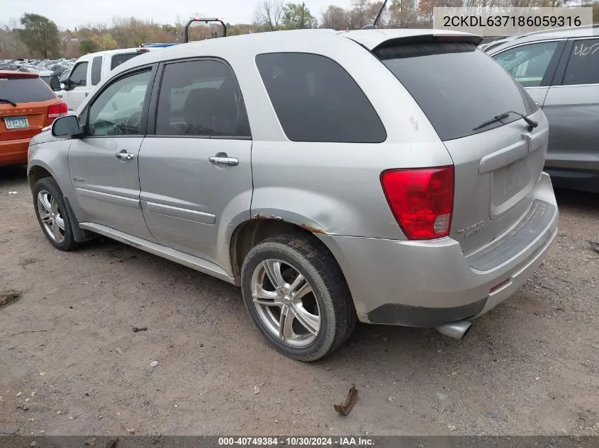 2008 Pontiac Torrent Gxp VIN: 2CKDL637186059316 Lot: 40749384