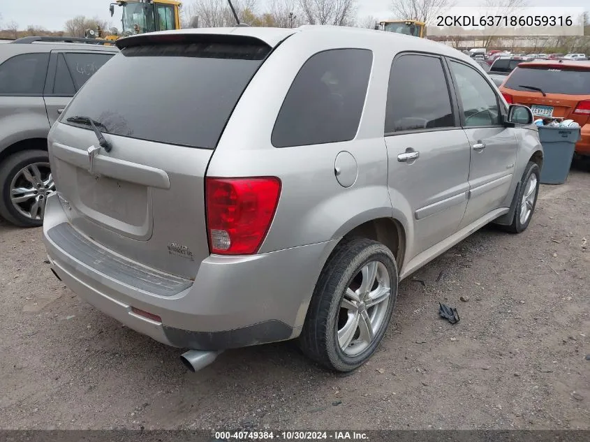 2008 Pontiac Torrent Gxp VIN: 2CKDL637186059316 Lot: 40749384