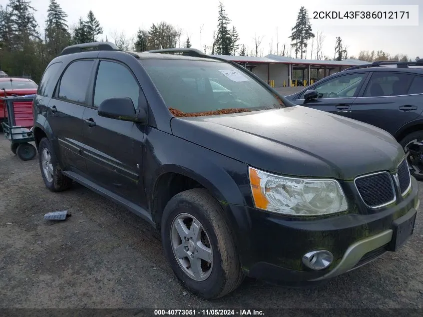 2008 Pontiac Torrent VIN: 2CKDL43F386012171 Lot: 40773051