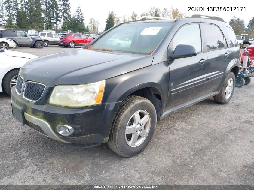 2008 Pontiac Torrent VIN: 2CKDL43F386012171 Lot: 40773051