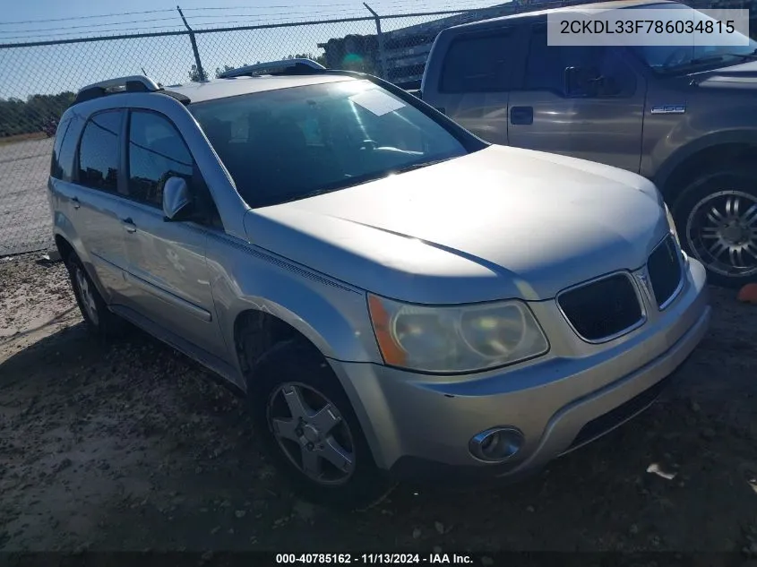 2008 Pontiac Torrent VIN: 2CKDL33F786034815 Lot: 40785162