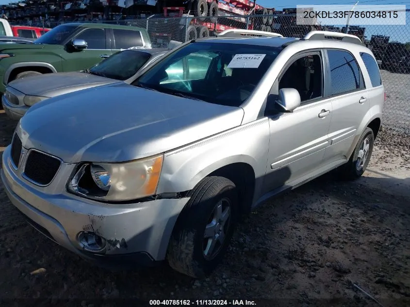 2008 Pontiac Torrent VIN: 2CKDL33F786034815 Lot: 40785162